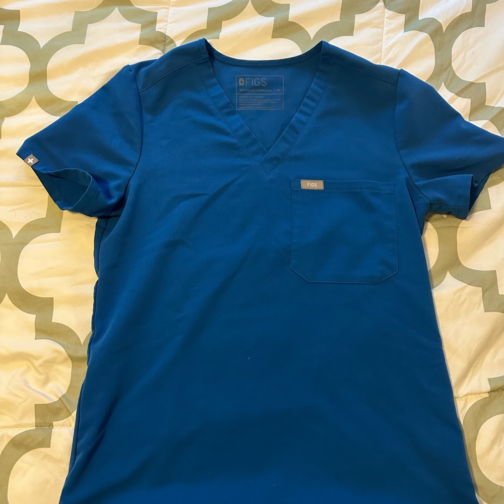 Figs Royal Blue Short Sleeve Scrub Top
